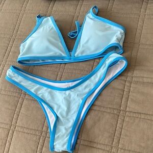 Light Blue Bikini Set with Blue Trim